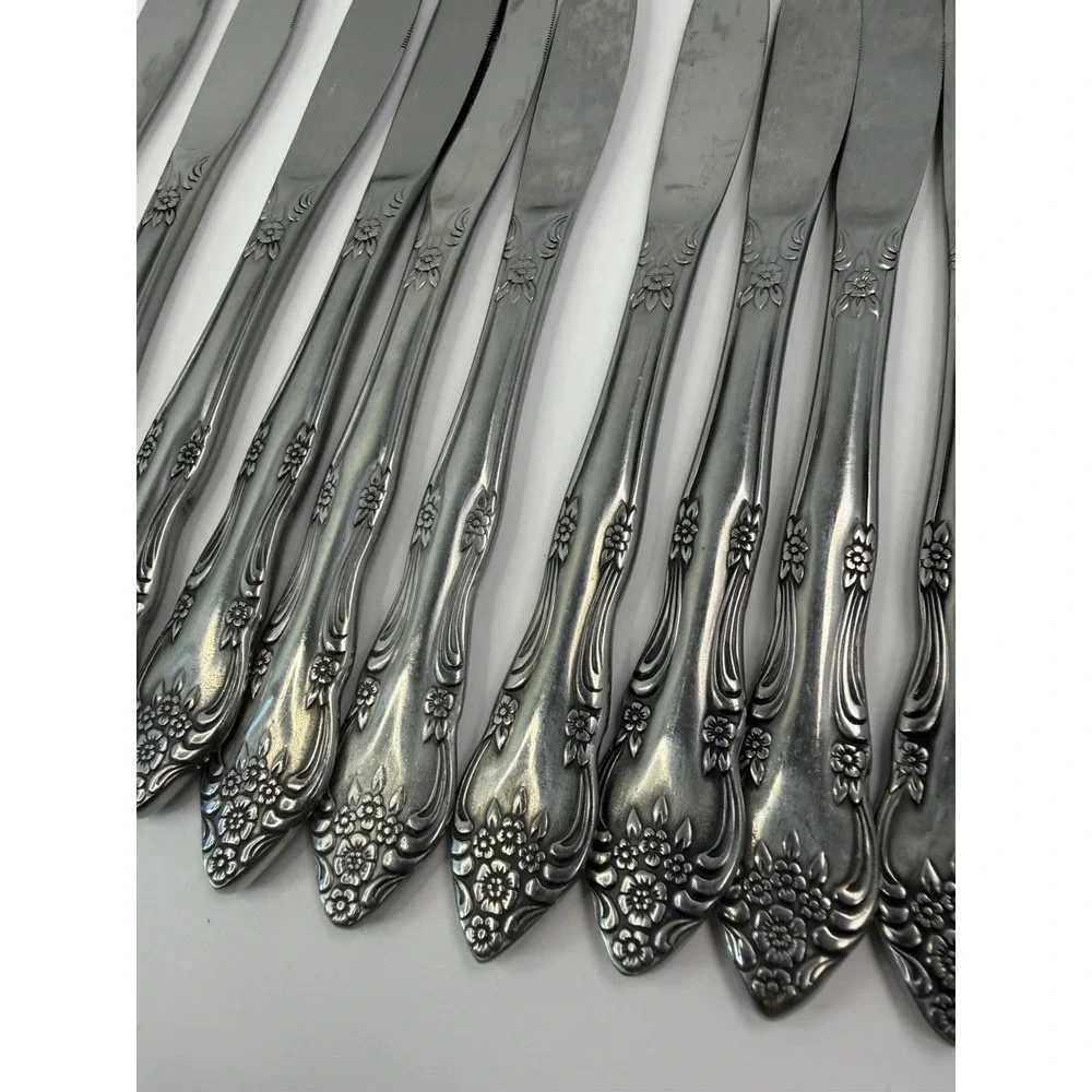 Stanley Roberts Rogers Dream Rose Stainless Steel Dinner Knives Lot Of 16